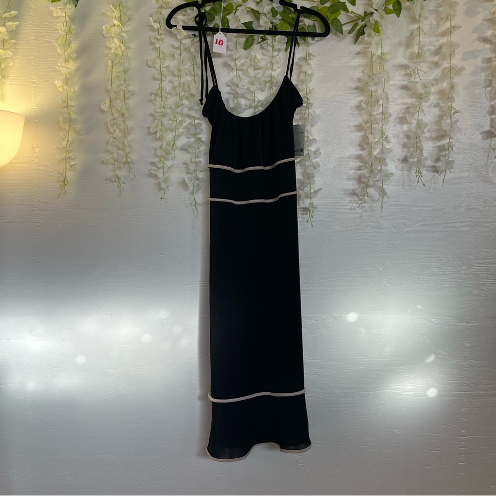 Elegant Black Dress with White Accents